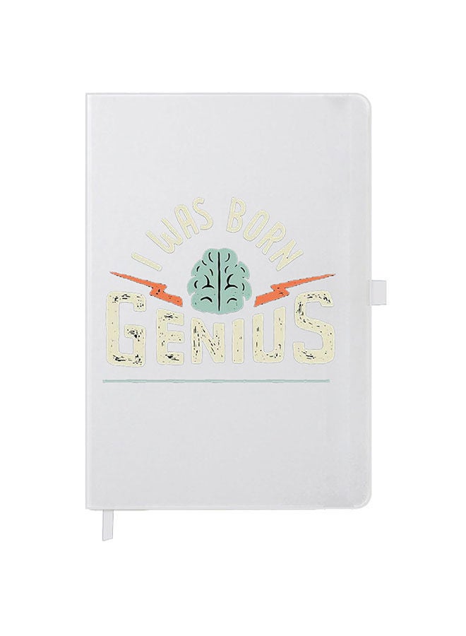 Theodor Designer A5 Thick White Hardcover Notebook Born Genius - Image 1