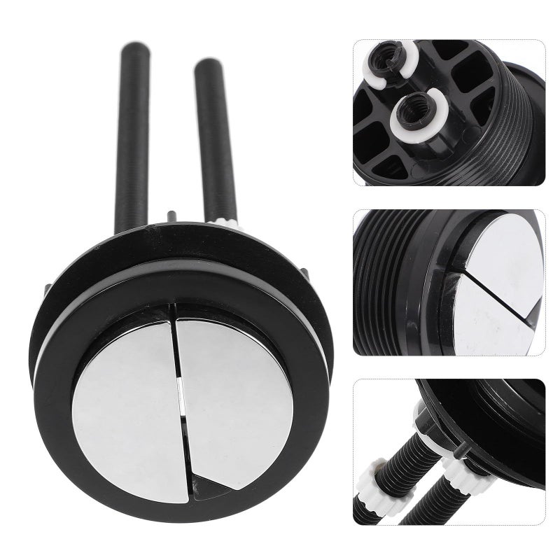 Universal Dual Toilet Flush Button Replacement 48x57mm Plastic Water Tank Push Button Black 2pcs Set - Image 4