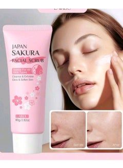 SAKURA LAIKO Japan Japanese Cherry Sugar Pore Cleansing Scrub, Healthy Skin Cleansing Moisturizer for All Skin Types, In-Shower Skincare 
