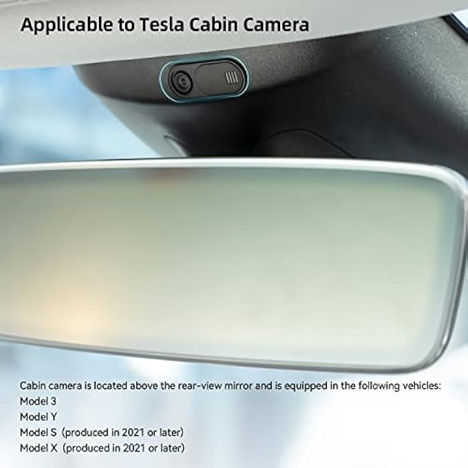 rayihni CABIN CAMERA COVER SLIDE FOR TESLA MODEL 3 Y X S ULTRA-THIN LAPTOP WEBCAM PRIVACY PROTECTOR (BLACK - 2 PACK) - Image 3