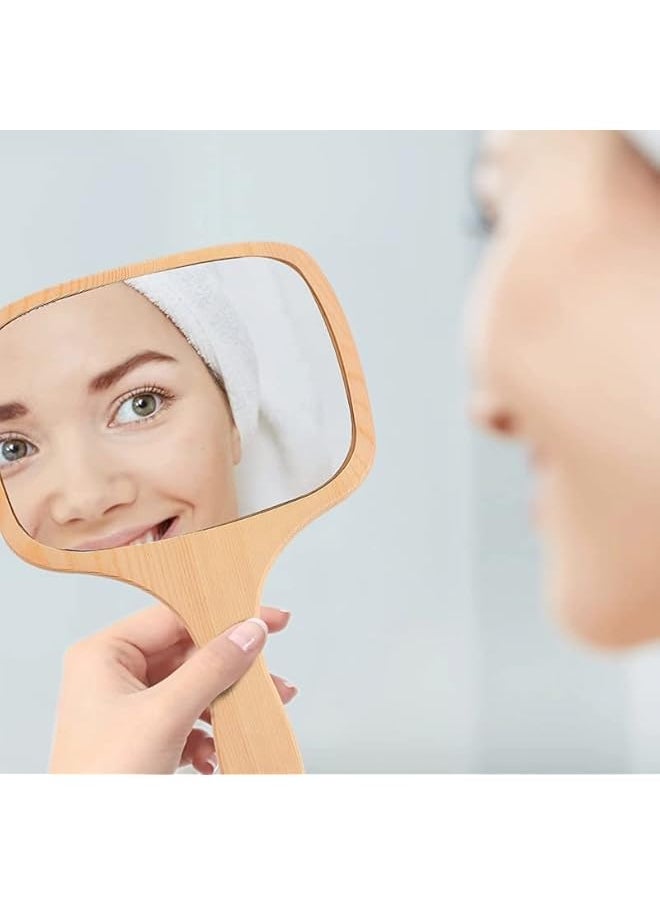 The Bros Wood Makeup Mirror, Portable Wooden Handle Hand Held Makeup Mirror Vintage Wood Vanity Cosmetic Mirror Travel Makeup Mirror for Women,bathroom mirror,beauty makeup mirror  - Image 3