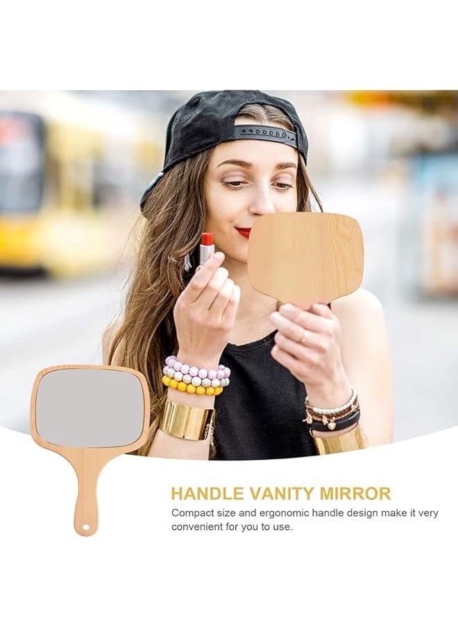 The Bros Wood Makeup Mirror, Portable Wooden Handle Hand Held Makeup Mirror Vintage Wood Vanity Cosmetic Mirror Travel Makeup Mirror for Women,bathroom mirror,beauty makeup mirror  - Image 2