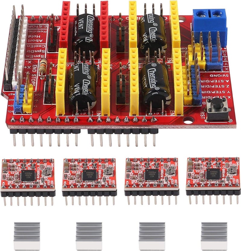 ACEIRMC 3D Printer CNC Shield V3 Engraver Expansion Board with 4X A4988 Driver Module and 4 x Radiator (Kits) - Image 1