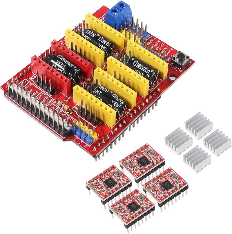 ACEIRMC 3D Printer CNC Shield V3 Engraver Expansion Board with 4X A4988 Driver Module and 4 x Radiator (Kits) - Image 2