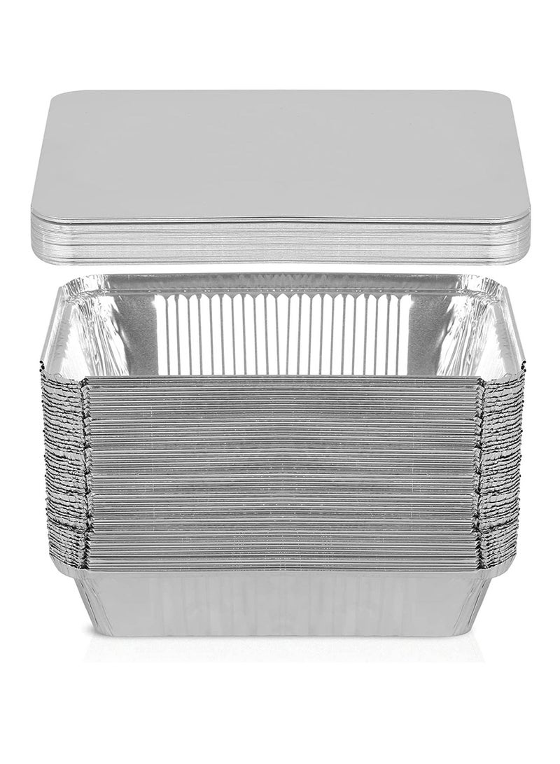 vsell24 680CC 100PC حاويات ألمنيوم قابلة للتصرف مع أغطية لتخزين الطعام - Image 1