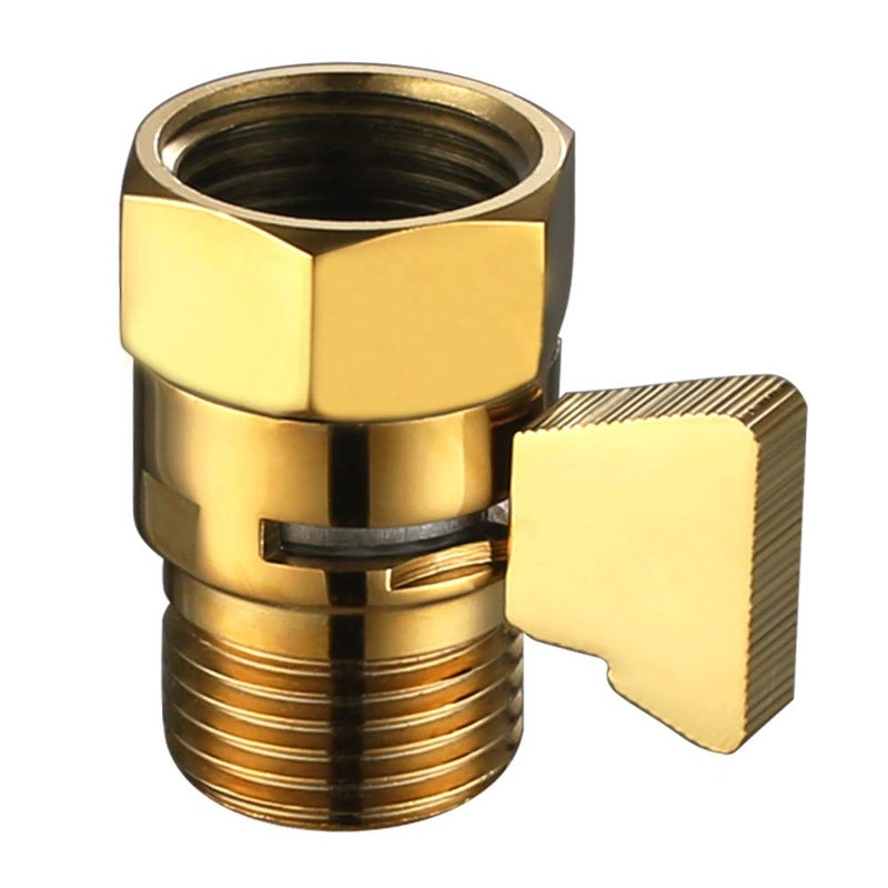 Angle Simple Shower Flow Control Valve, Brass Water Shut Off Valve for Handheld Shower Hose, Flow Restrictor, Gold