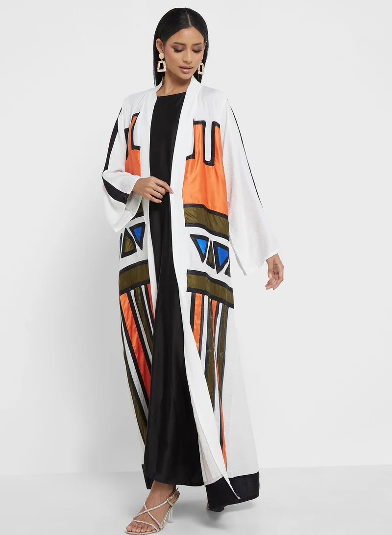 Khizana Aztec Print Abaya With Sheila