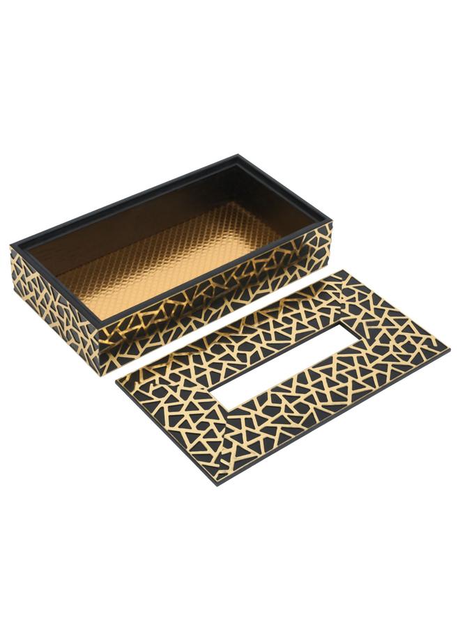 DIAMOND GLOW Wood Tissue Box 23.5 X 12.5 X 6 Cm Gilded Brown  - Image 2
