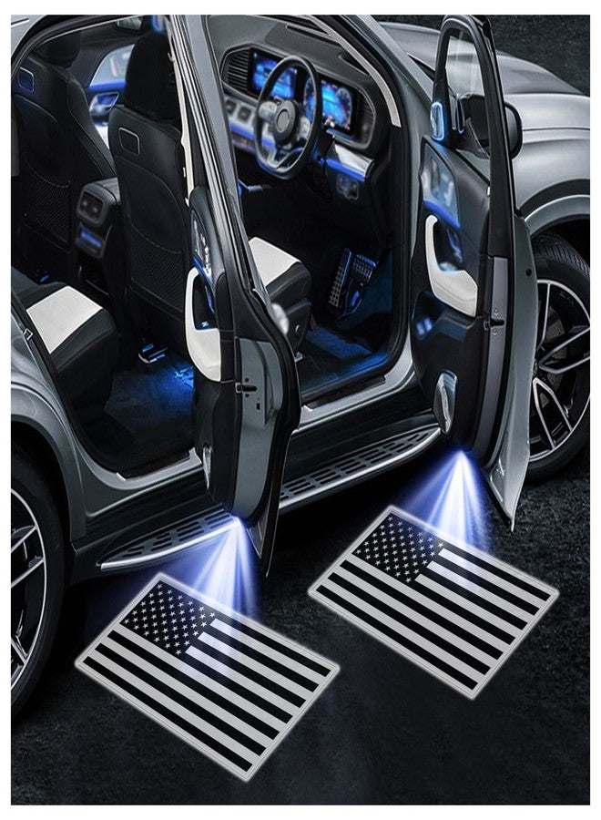 CXCCOI 2PCS Car Door Lights Logo Projector,HD Car Welcome Light LED Courtesy Light for Cool Car Decorations,Universal Car Door Projector Lights Fit All Vehicle Models (Black Flag) - Image 1