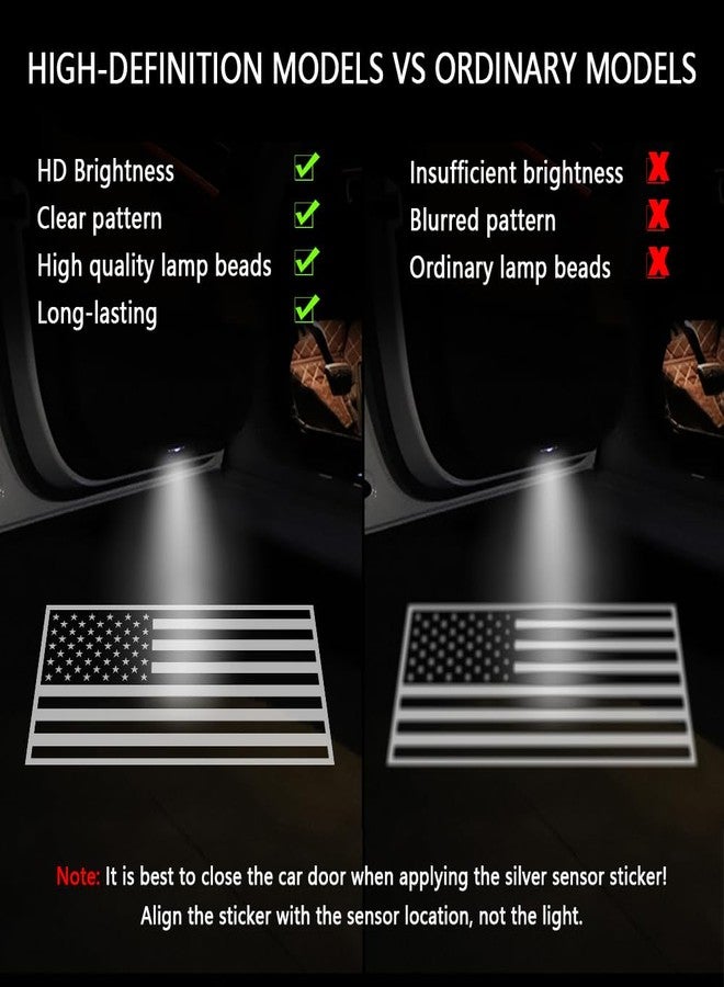 CXCCOI 2PCS Car Door Lights Logo Projector,HD Car Welcome Light LED Courtesy Light for Cool Car Decorations,Universal Car Door Projector Lights Fit All Vehicle Models (Black Flag) - Image 3