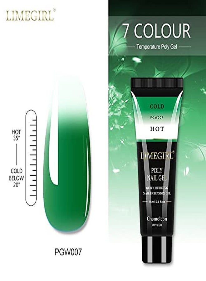 Limegirl Thermal 15ml Poly Nail Gel Finger Extension Nail Art Manicure Temperature Color Changing Acryl Gel Varnish Hybrid UV LED Hard Builder Nail Gel Polish (LG-15ml-PGW07) - Image 2