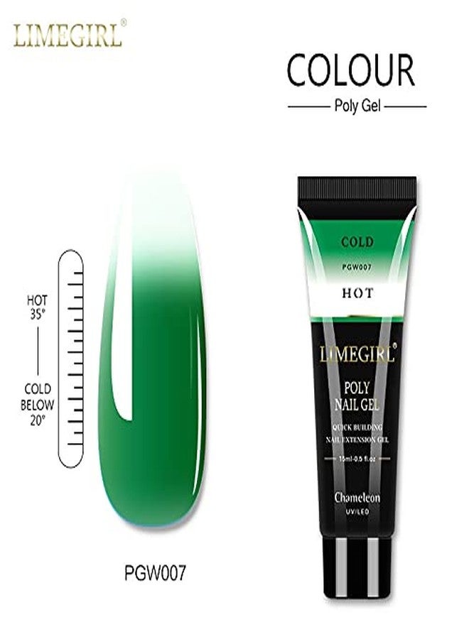 Limegirl Thermal 15ml Poly Nail Gel Finger Extension Nail Art Manicure Temperature Color Changing Acryl Gel Varnish Hybrid UV LED Hard Builder Nail Gel Polish (LG-15ml-PGW07) - Image 3