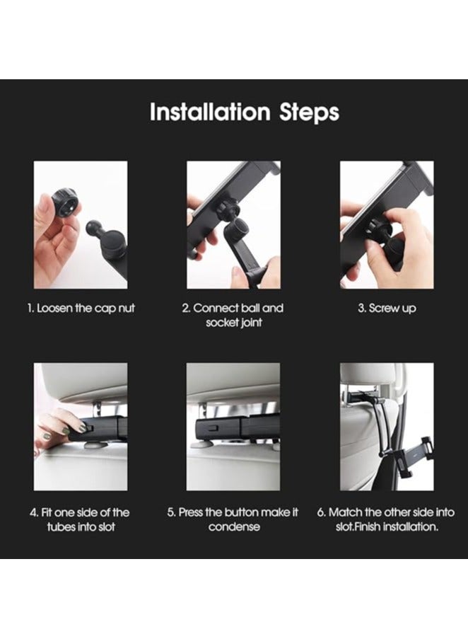 Folanry Car Back Seat Tablet Mount Holder, Adjustable Phone Mount for Car Back Seat,Secure and Stable, Suitable for 4.7-12.9 inch Devices, Adjustable Distance,Viewing Angle,Rotating Screen - Image 5