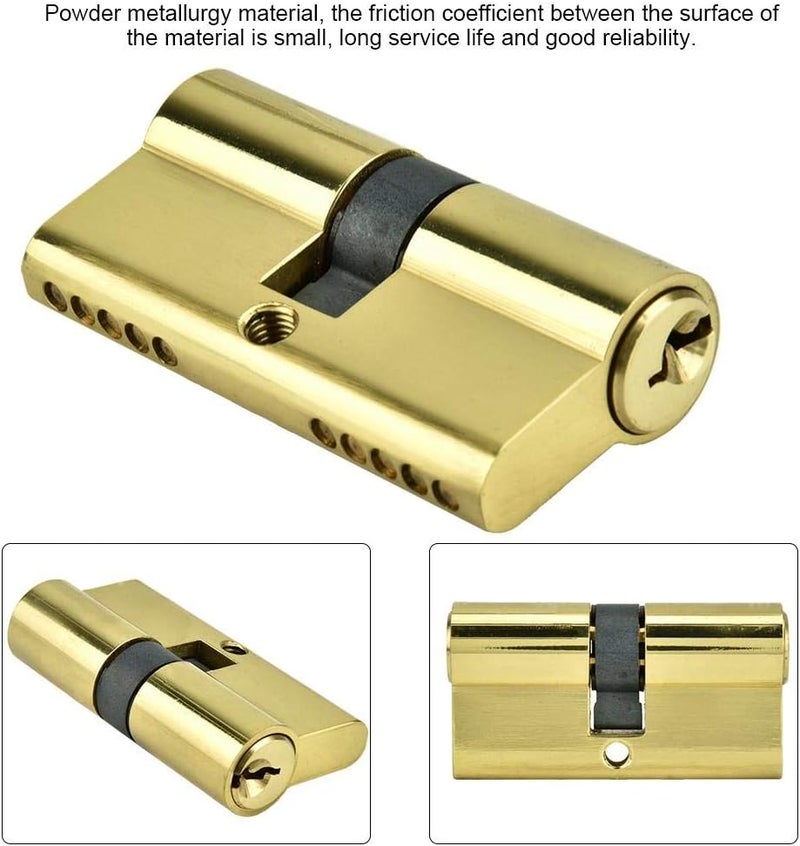 Ashata 60mm Copper Dual Open Lock Cylinder Anti Theft Door Lock Cylinder with Keys - Gold - Image 4