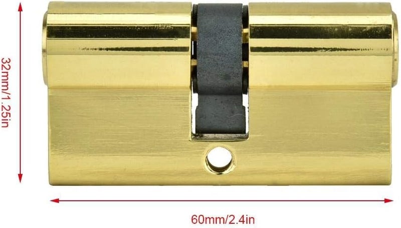 Ashata 60mm Copper Dual Open Lock Cylinder Anti Theft Door Lock Cylinder with Keys - Gold - Image 3