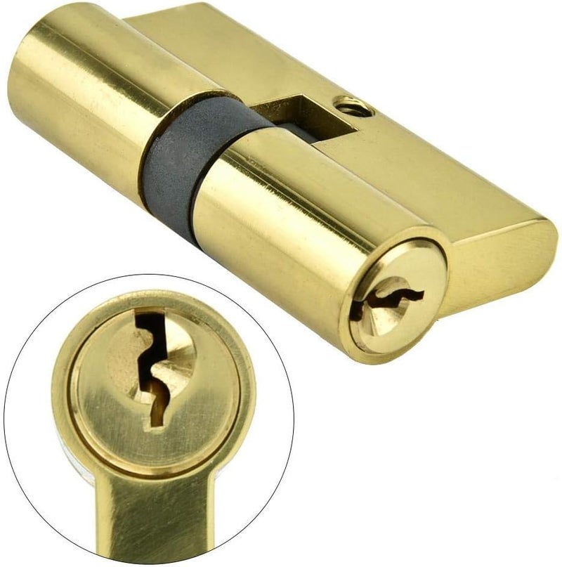 Ashata 60mm Copper Dual Open Lock Cylinder Anti Theft Door Lock Cylinder with Keys - Gold - Image 2