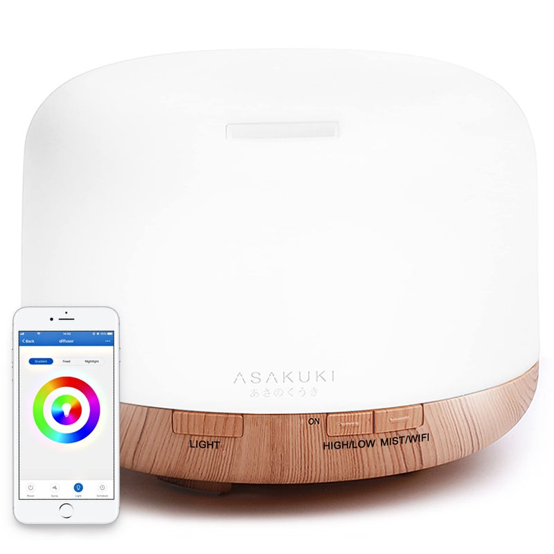 ASAKUKI Smart Wi-Fi Essential Oil Diffuser, App and Voice Control Compatible with Alexa, 500ml Aromatherapy Humidifier for Relaxing Atmosphere in Home Office Bedroom Gold - Image 1