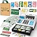 Bstoyder Calculator Cash Register Toy Gift for Kids Age 3 4 5 6 7 8 Year Old 120 Pcs Grocery Store Playset with Toy Cash Grocery Boxes Microphone Play Cash Register for Toddlers 48 Silvery - Image 2
