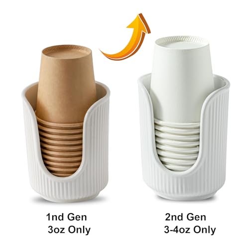 Dobbyby Ceramic Bathroom Cup Dispenser with Stylish Vertical Stripes - Disposable Mouthwash Cup Holder Holds 3-4oz Paper Cups for Rinsing Cups on Bathroom Vanity Countertops (White) - Image 5