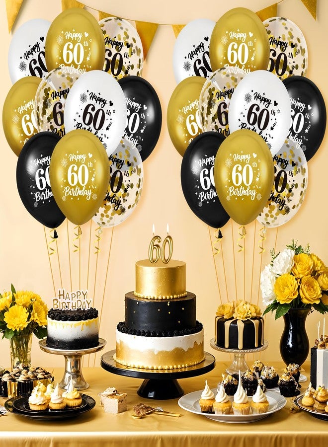 Yoirrat 60th Birthday Balloons for Men, 24Pcs Black Gold White Happy 60th Birthday Balloons Party Decorations for Men Women 60 Years Old Party Decor Supplies - Image 2