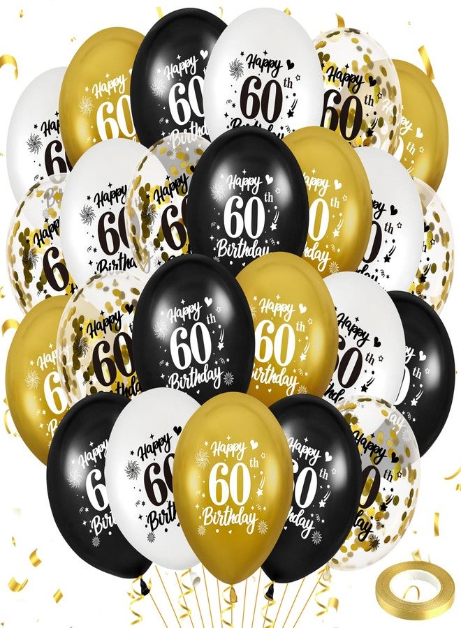 Yoirrat 60th Birthday Balloons for Men, 24Pcs Black Gold White Happy 60th Birthday Balloons Party Decorations for Men Women 60 Years Old Party Decor Supplies - Image 1
