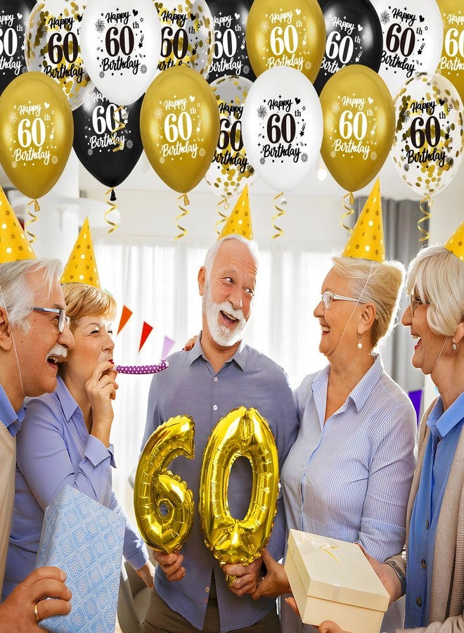 Yoirrat 60th Birthday Balloons for Men, 24Pcs Black Gold White Happy 60th Birthday Balloons Party Decorations for Men Women 60 Years Old Party Decor Supplies - Image 5