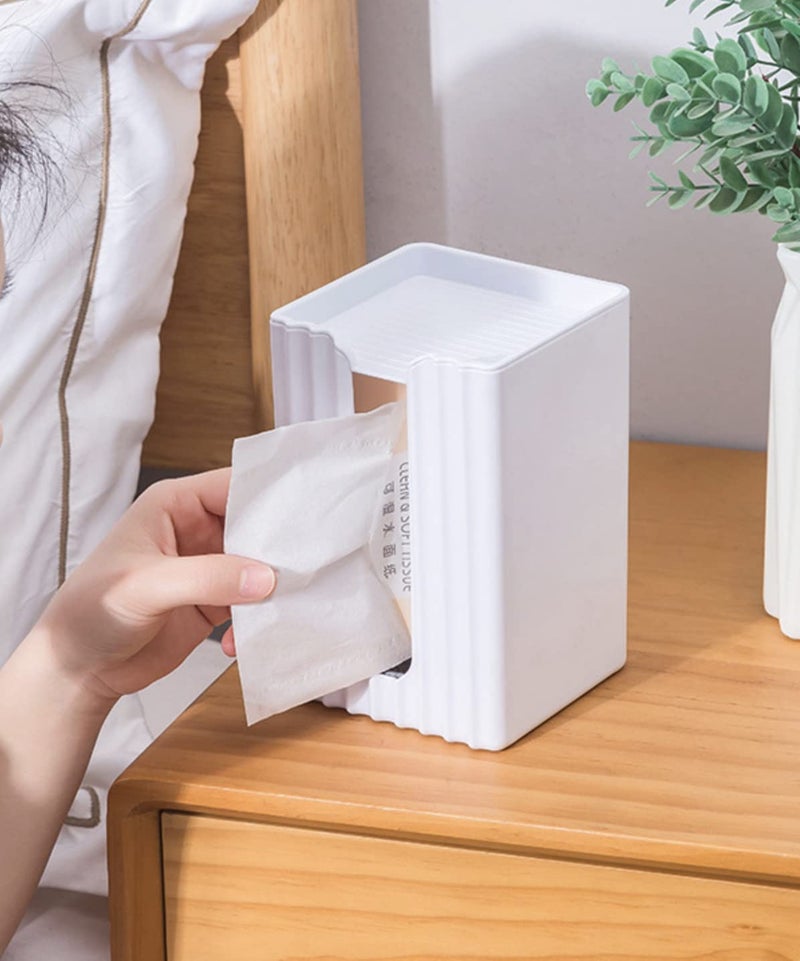 BeFunky Facial Tissue Cover Box Punch Free Wall Mounted Bathroom Holder for Vanity, Countertops, Desk, Office (White) - Image 2