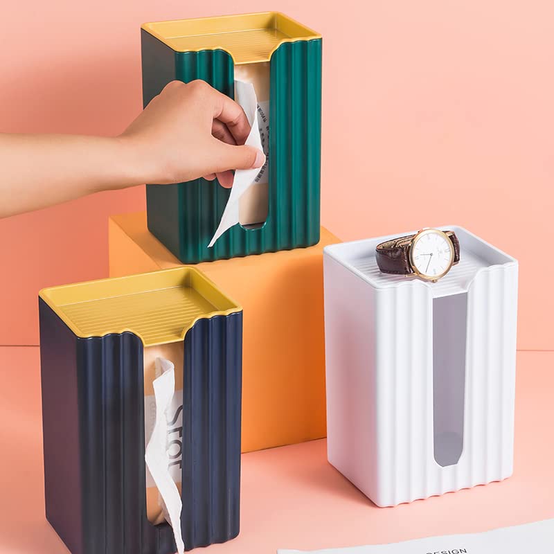 BeFunky Facial Tissue Cover Box Punch Free Wall Mounted Bathroom Holder for Vanity, Countertops, Desk, Office (White) - Image 5