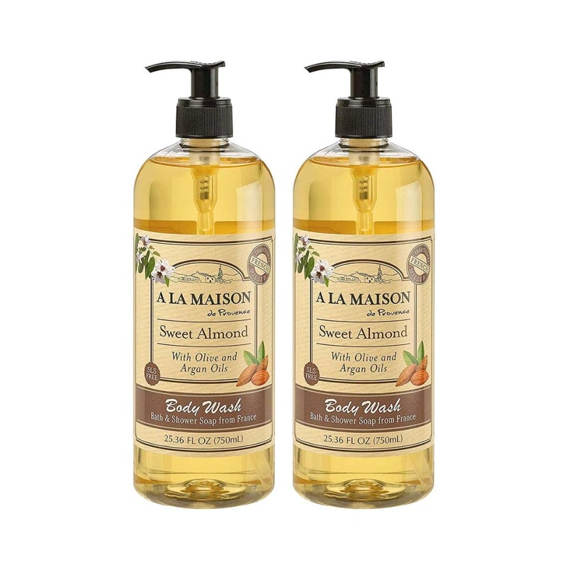 A LA MAISON French Hydrating Liquid Body Wash Sweet Almond Natural Body Wash Made with Essential Oils Biodegradable PlantBased Vegan CrueltyFree Alcohol Paraben Free 2536 oz 2 Pack