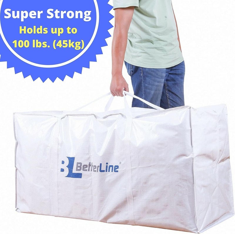 BETTERLINE Extra Large Storage Bag - Heavy Duty 45x22x16 Inches Huge Tote Duffel with Max Load of 100 lbs. (45kg) - Tear-resistant & Water-resistant Polypropylene Woven Cloth, With Zippers - Image 2