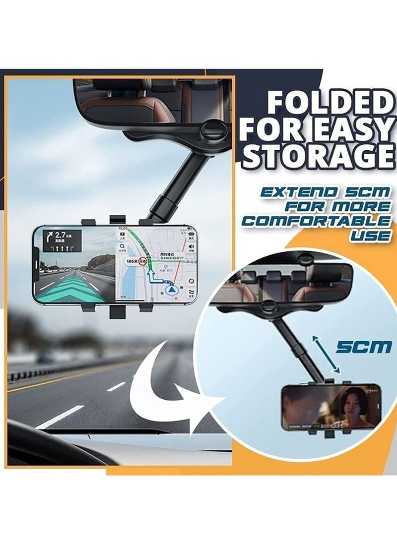 Phone Mount for Car, 360°Rotatable and Retractable Car Phone Holder Mount Multifunctional Rearview Mirror Phone Holder Car Adjustable Cell Phone Holder for iPhone 13 12 11 Pro Max XR All Smartphones - Image 3