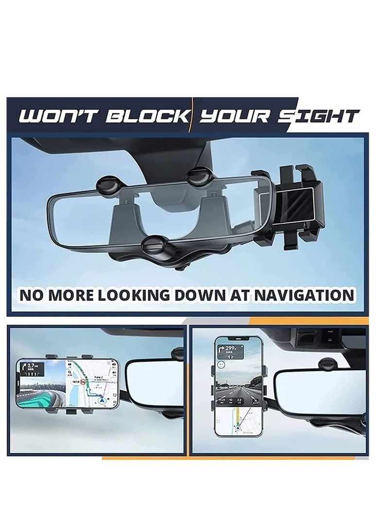Phone Mount for Car, 360°Rotatable and Retractable Car Phone Holder Mount Multifunctional Rearview Mirror Phone Holder Car Adjustable Cell Phone Holder for iPhone 13 12 11 Pro Max XR All Smartphones - Image 4
