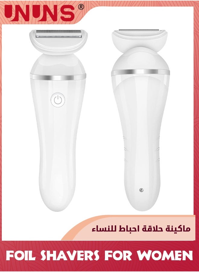UNUNS - Electric Razor For Women,Portable Waterproof Ladies Electric Shaver Wet And Dry,Painless 3 in 1 Shaver With USB Recharge For Bikini Area Legs Underarms Electric Razor,White - Image 1