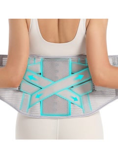 Excefore Back Brace for Lower Back Pain Relief - Adjustable Support Belt for Herniated Disc, Sciatica - Removable Stays - 2 Sets of Support - Breathable Fabric - Perfect Fit for Men and Women (Grey, Large)  - Image 1
