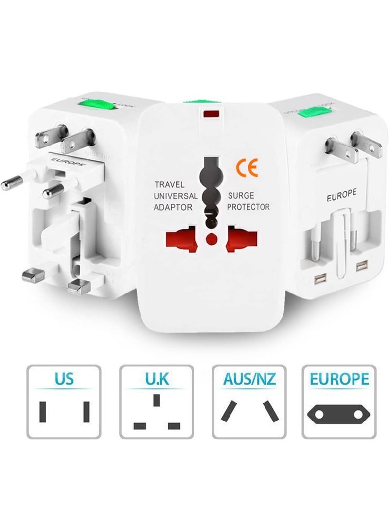 Worldwide Travel Adapter All-in-One Universal Wall Charger, Works with EU AU UK CA US CN JP HK Outlets, Surge Protection, Compact for Global Travel (White) - Image 2