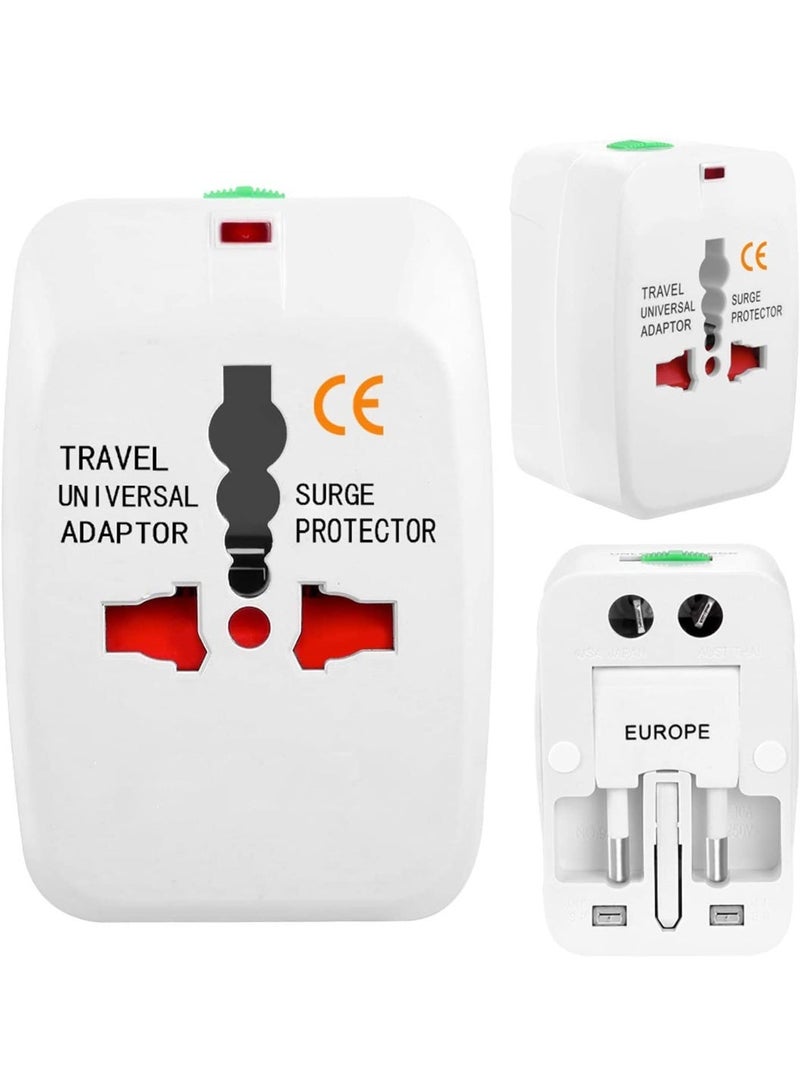 Worldwide Travel Adapter All-in-One Universal Wall Charger, Works with EU AU UK CA US CN JP HK Outlets, Surge Protection, Compact for Global Travel (White) - Image 4