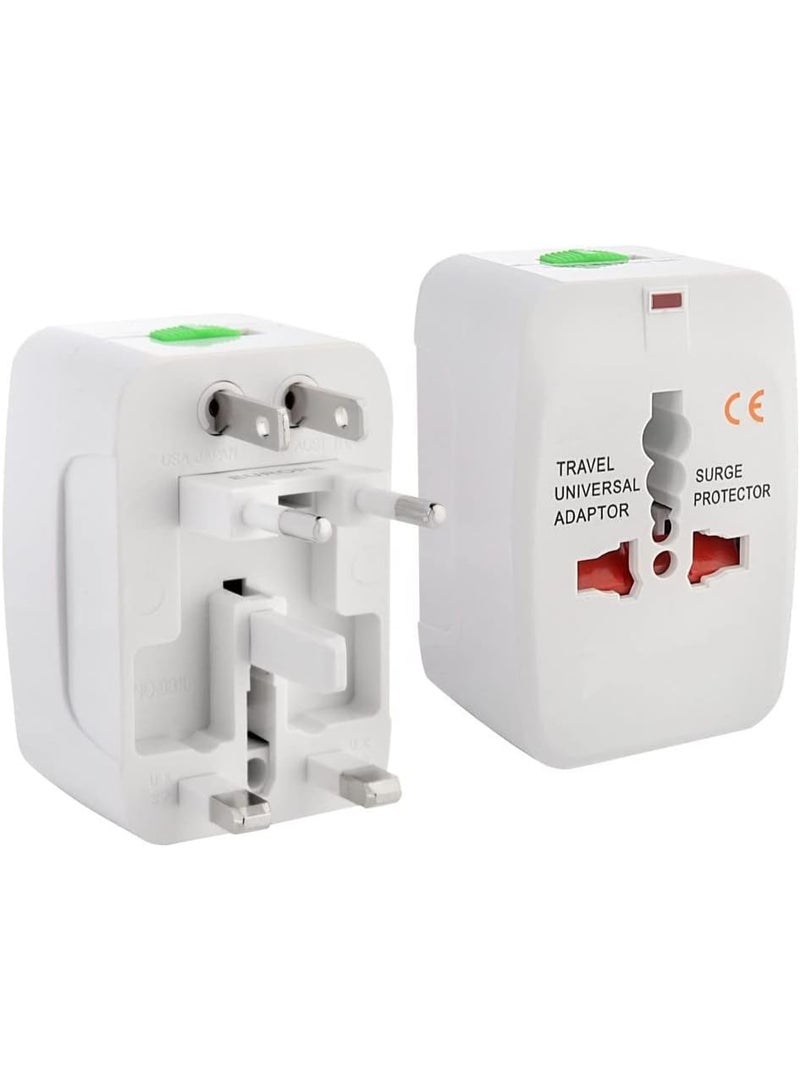 Worldwide Travel Adapter All-in-One Universal Wall Charger, Works with EU AU UK CA US CN JP HK Outlets, Surge Protection, Compact for Global Travel (White) - Image 1