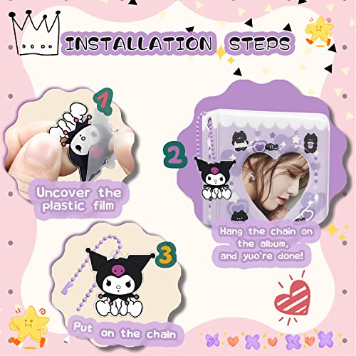 KeCool Photocard Binder 3 Inch Kpop Photocard Holder Book, Cute Mini Photo Album Portable Kpop Binder Photo Card Album with Lovely Pendant for Photo Card Collection, 40 Pockets (Purple) - Image 3
