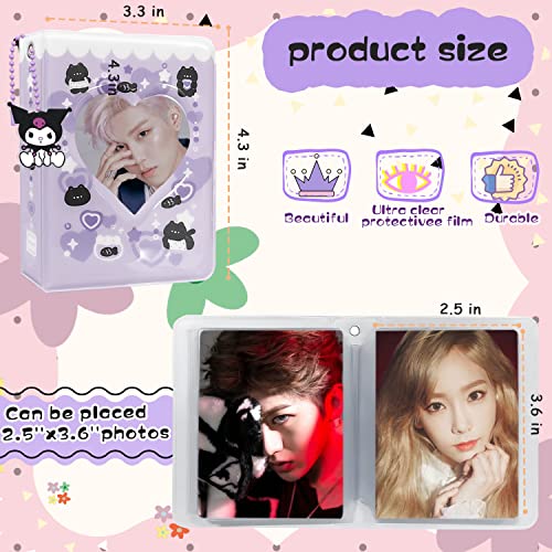 KeCool Photocard Binder 3 Inch Kpop Photocard Holder Book, Cute Mini Photo Album Portable Kpop Binder Photo Card Album with Lovely Pendant for Photo Card Collection, 40 Pockets (Purple) - Image 5