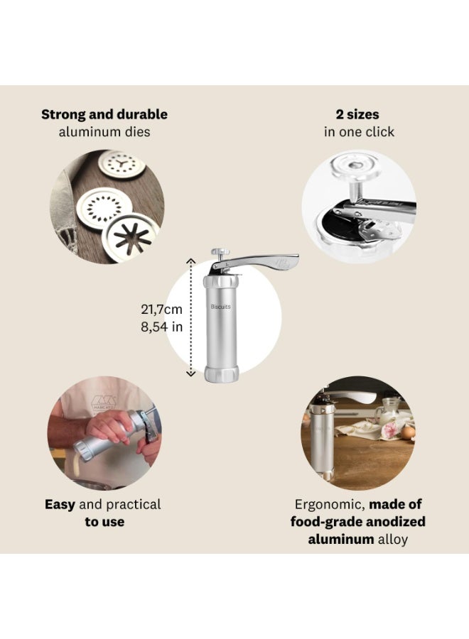 MARCATO MARCATO Atlas Biscuit Maker Press, Made in Italy, Includes 20 Cookie Disc Shapes, Classic Silver  - Image 2