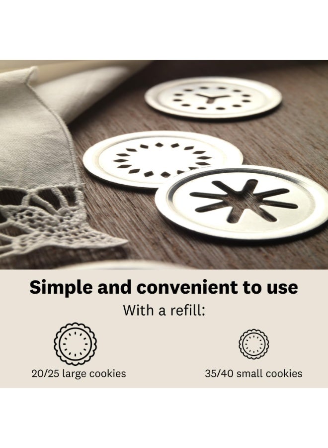 MARCATO MARCATO Atlas Biscuit Maker Press, Made in Italy, Includes 20 Cookie Disc Shapes, Classic Silver  - Image 3