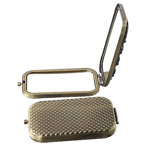 Pokinge 2Pcs Compact Folded Pocket Mirror Double-Sided Folding Retro Peacock Metal Makeup Mirror Portable 2X Magnification Cosmetic Mirror for Travel - Image 5