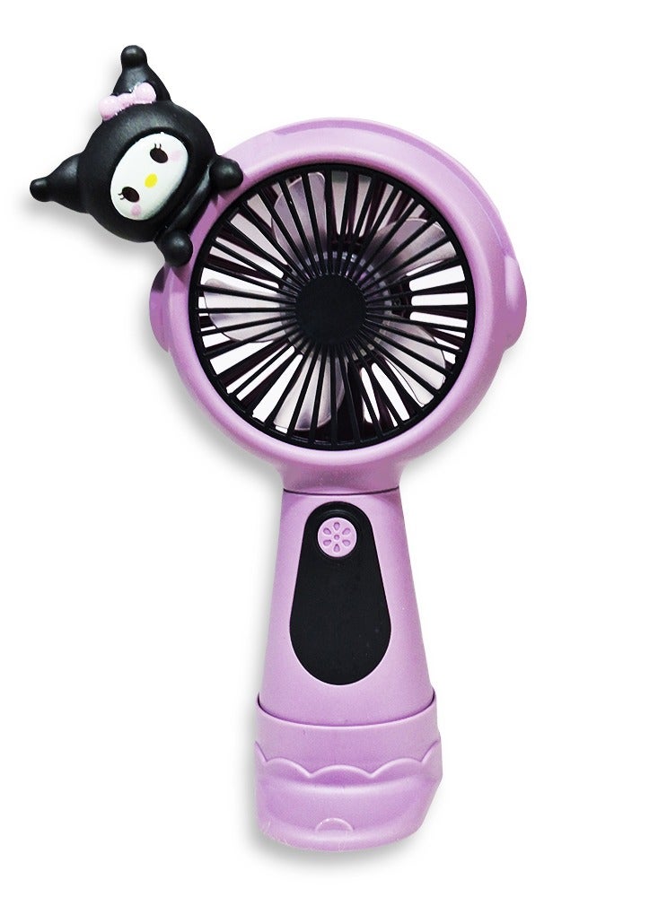 Cute cartoon handheld fan, 3 different speeds, USB rechargeable battery for easy use anywhere, small and lightweight design perfect for carrying in your bag or on your desk, safe materials and attractive design for kids and adults, tabletop fan holder, great summer gift - Image 1