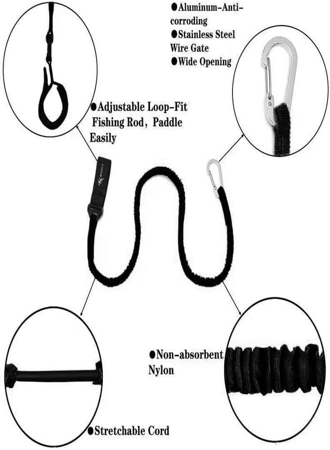MOPHOEXII Kayak Paddle Leash Kayak Rod Leash Kayak Paddle Lanyard Stretchable Coiled Lanyard Leash Kayak Fishing Accessories for Kayak and Paddles Black 4 Pack - Image 3
