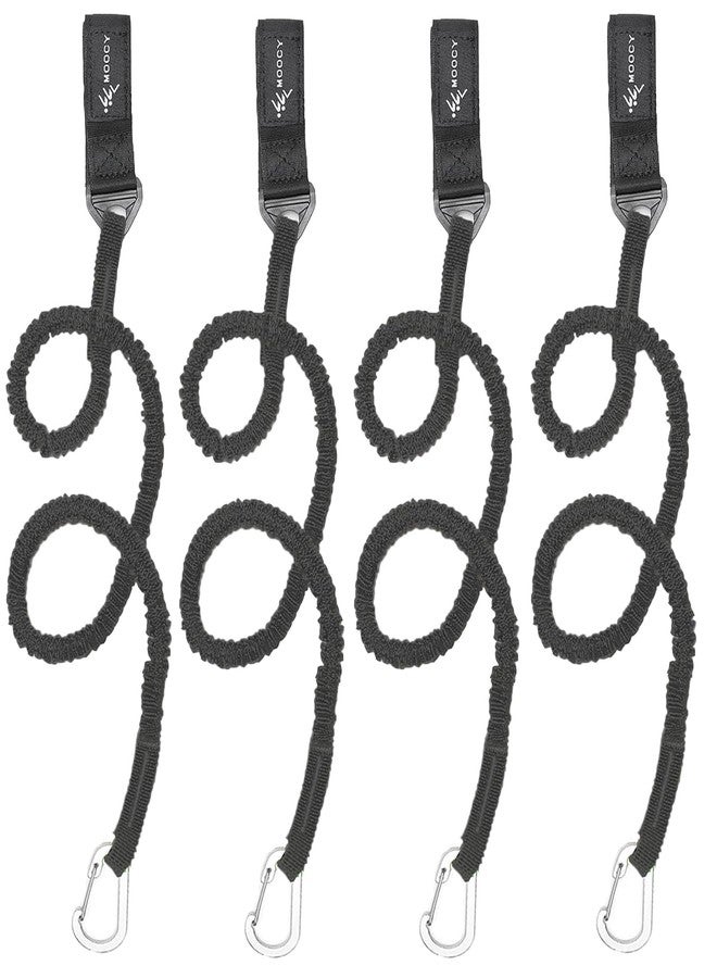MOPHOEXII Kayak Paddle Leash Kayak Rod Leash Kayak Paddle Lanyard Stretchable Coiled Lanyard Leash Kayak Fishing Accessories for Kayak and Paddles Black 4 Pack - Image 1