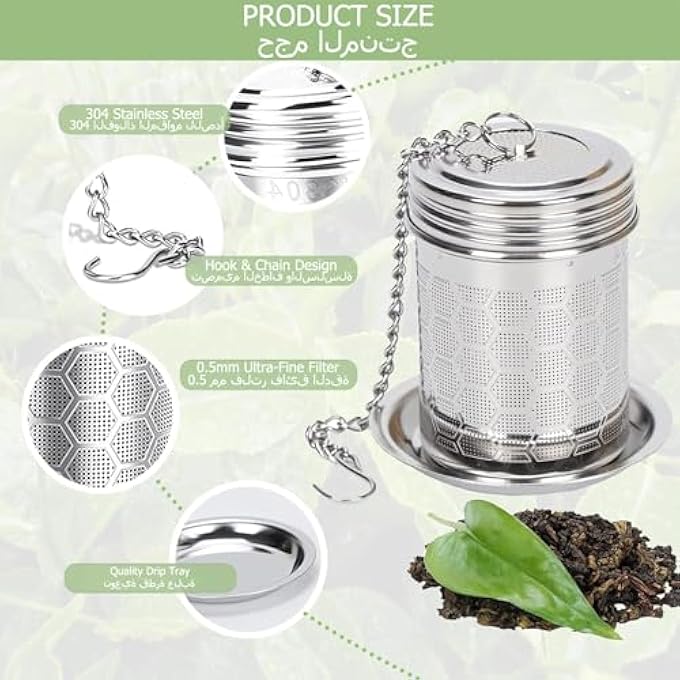 Gerui 2 Pcs Premium Stainless Steel Tea Strainers For Brewing Loose TeaSpicesSeasonings Teapot CupsStainless Steel Tea Diffuser With ChainsClassic Metal Mesh Tea Filter For Cups Mugs Teapots - Image 3