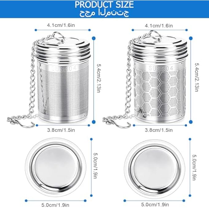 Gerui 2 Pcs Premium Stainless Steel Tea Strainers For Brewing Loose TeaSpicesSeasonings Teapot CupsStainless Steel Tea Diffuser With ChainsClassic Metal Mesh Tea Filter For Cups Mugs Teapots - Image 2