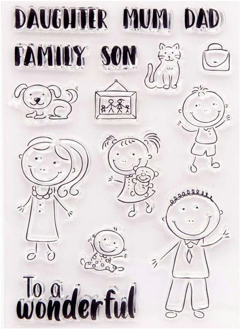 Y&D Clear Stamps Silicone Cards, Happiness Family for Card Making Decoration DIY Scrapbooking  - Image 1