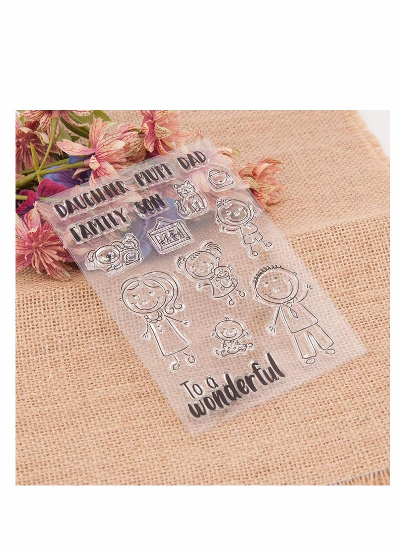 Y&D Clear Stamps Silicone Cards, Happiness Family for Card Making Decoration DIY Scrapbooking  - Image 2