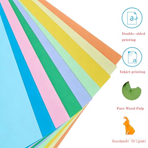 Luozong Colored Copy Paper 8.5 x 11 Printer Paper, 90 Sheets Colorful Paper Letter Size, Brightness Rainbow Lightweight Color Construction Paper for Arts Crafts DIY Origami School Office Supplies - Image 2